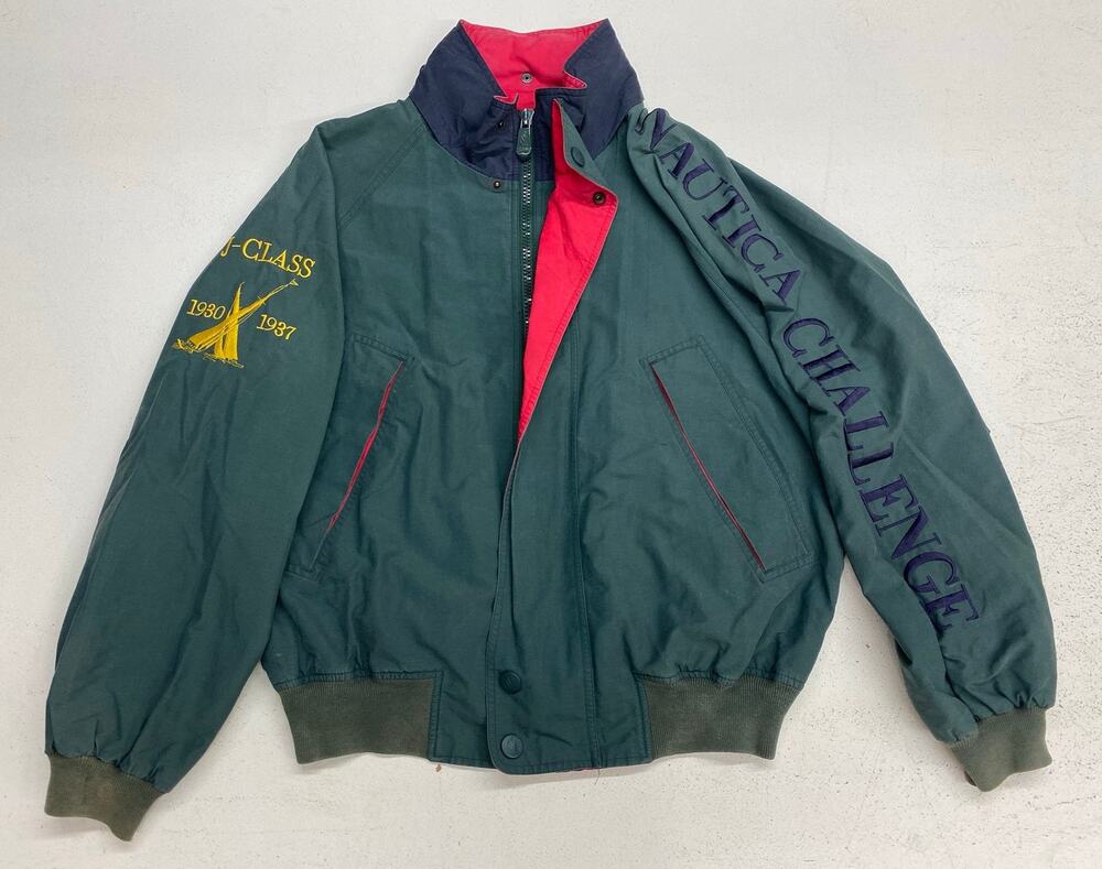 VTG RETRO 90s Nautica Challenge J-Class sailing hooded windbreaker jacket L